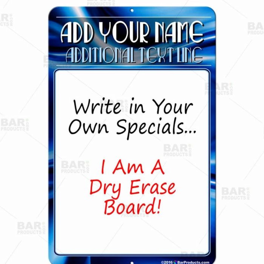 * Best Pirce Barman Dry Erase Specials Sign Add Your Name Blue Abstract Template | Bar Signs