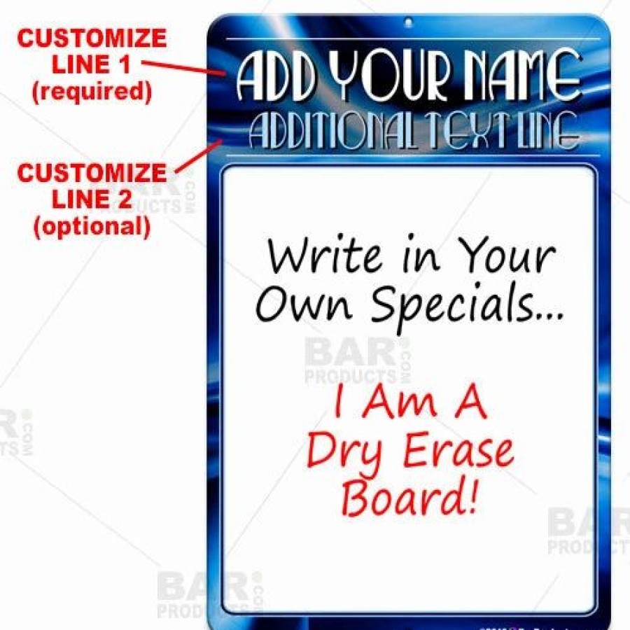 * Best Pirce Barman Dry Erase Specials Sign Add Your Name Blue Abstract Template | Bar Signs