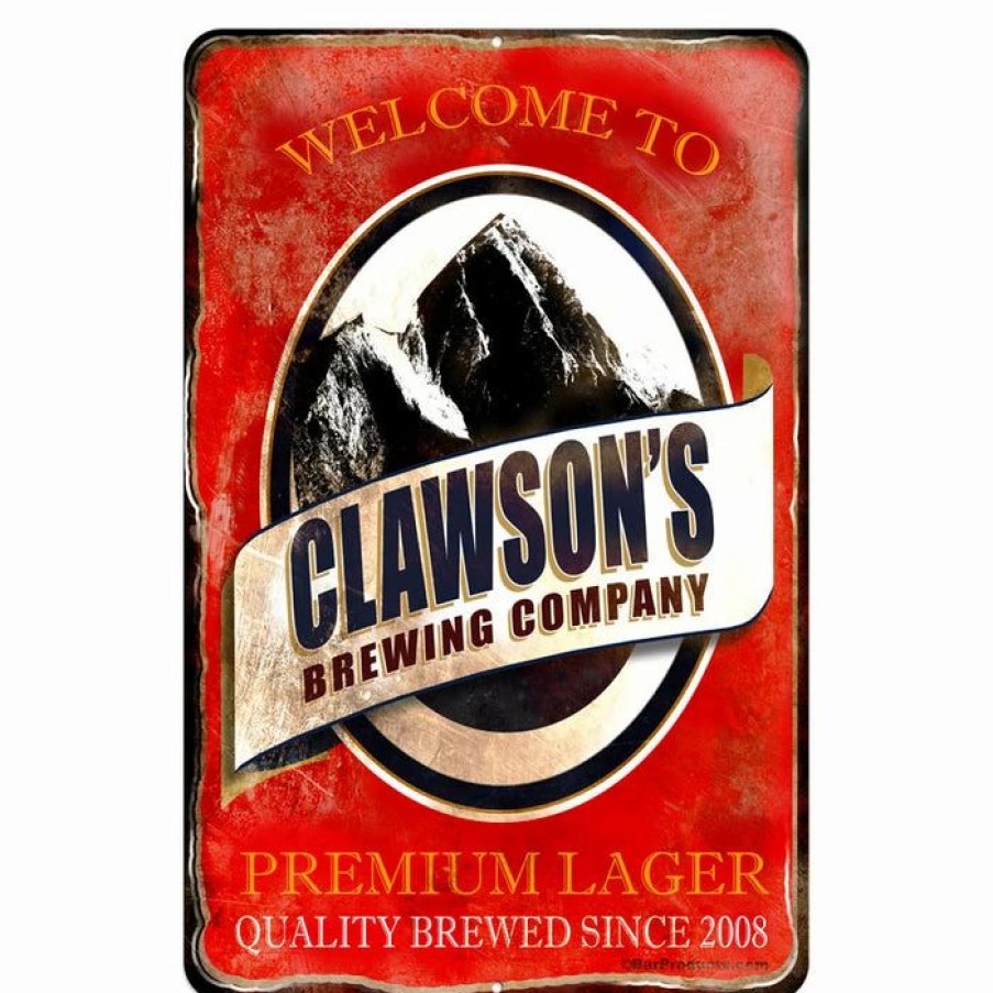 * Best Deal Barman Customizable Vintage Metal Bar Sign 12 X 18 Brewing Company (Red) | Bar Signs