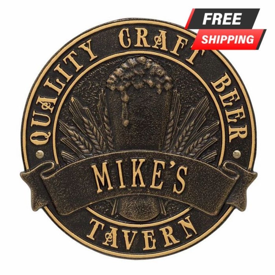 * Discount Barman Customizable Cast Aluminum Plaque "Round" Quality Craft Beer | Bar Signs