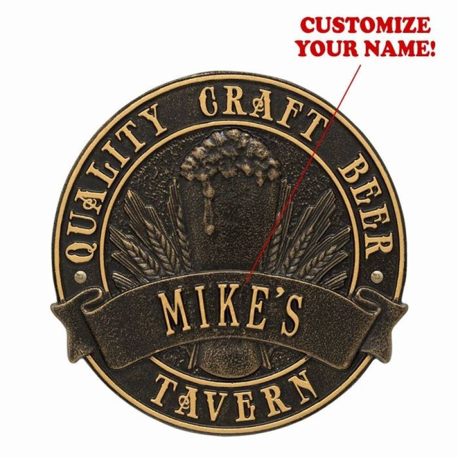 * Discount Barman Customizable Cast Aluminum Plaque "Round" Quality Craft Beer | Bar Signs