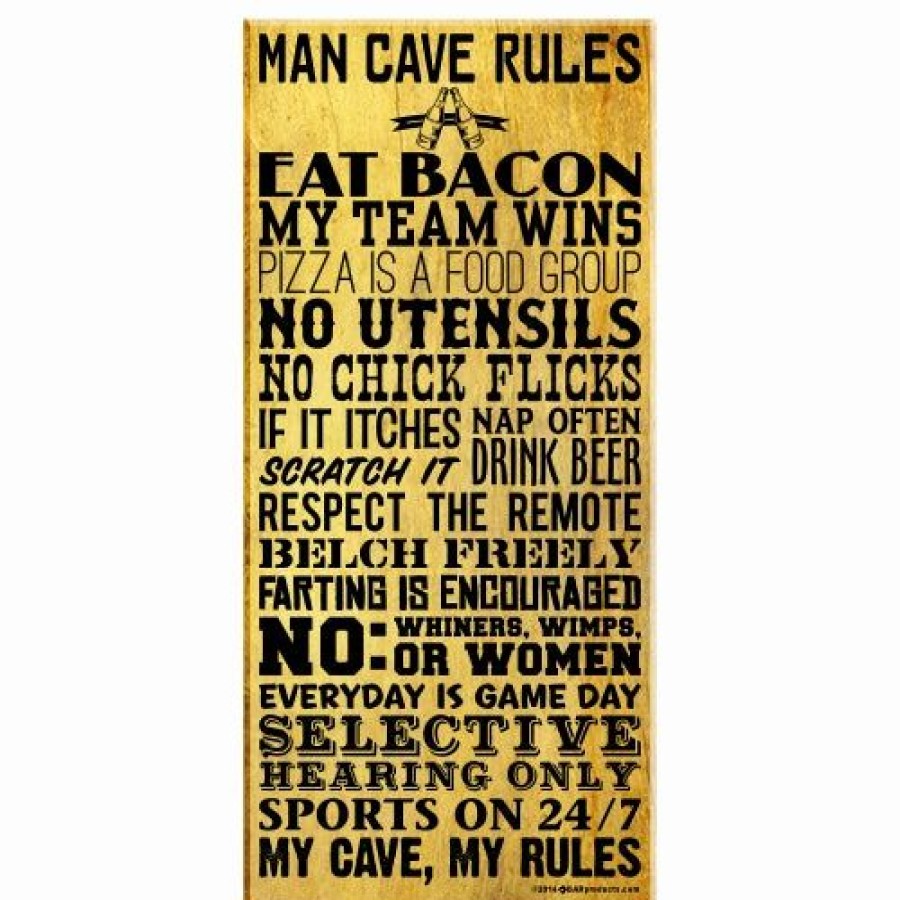 * Brand New Barman Man Cave Rules Large (11 3/4 X 23 3/4 ) Kolorcoat Wood Bar Sign | Bar Signs