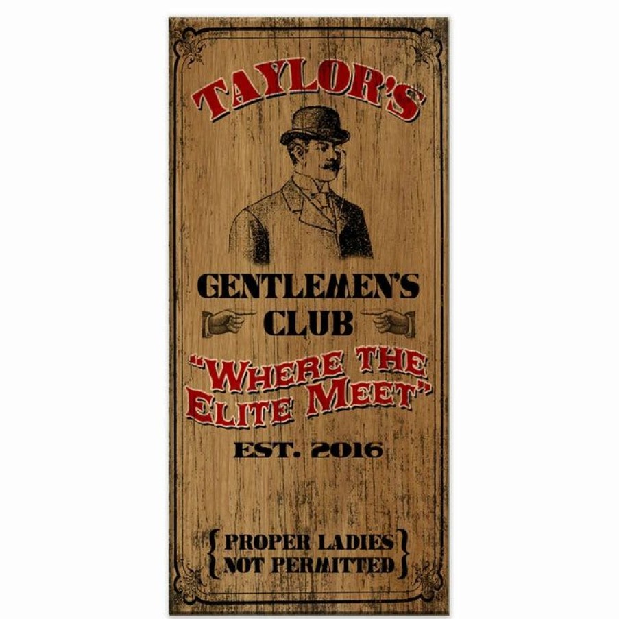 * Best Deal Barman Customizable Large Vintage Wooden Bar Sign Gentlemen'S Club | Bar Signs