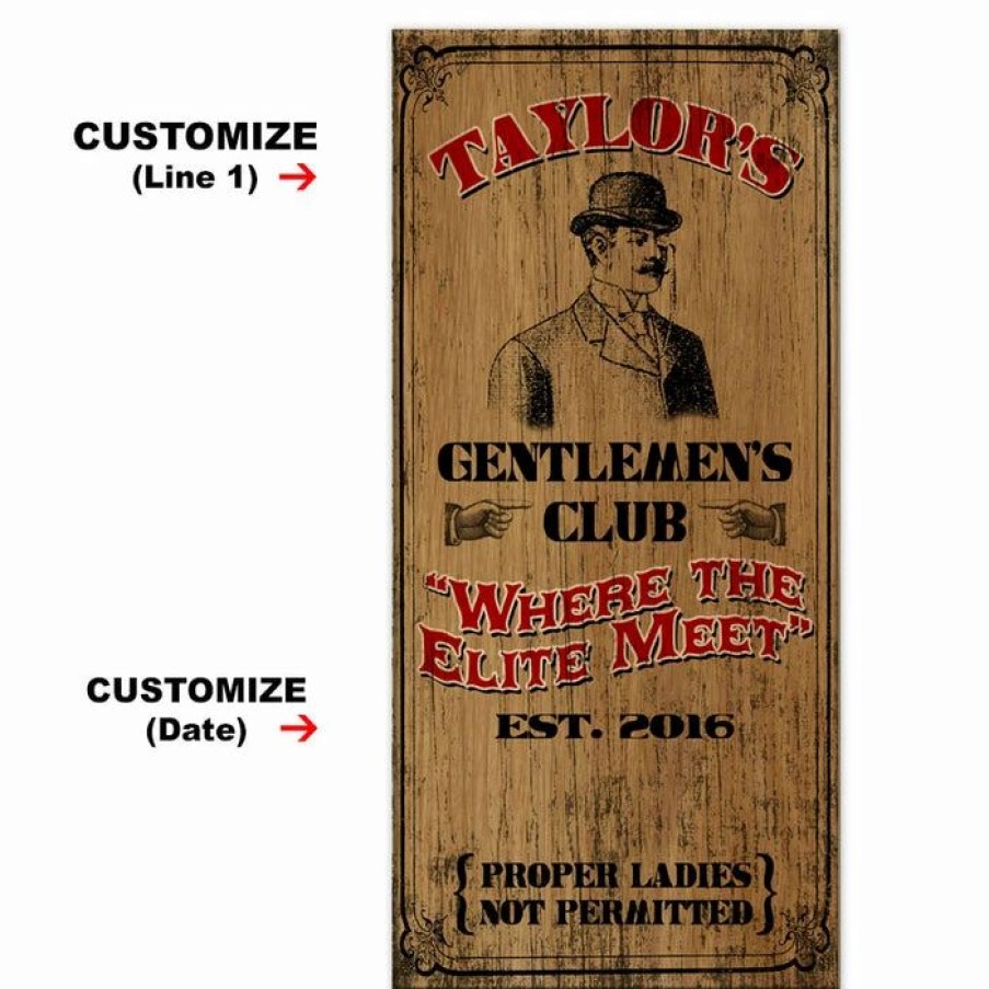 * Best Deal Barman Customizable Large Vintage Wooden Bar Sign Gentlemen'S Club | Bar Signs