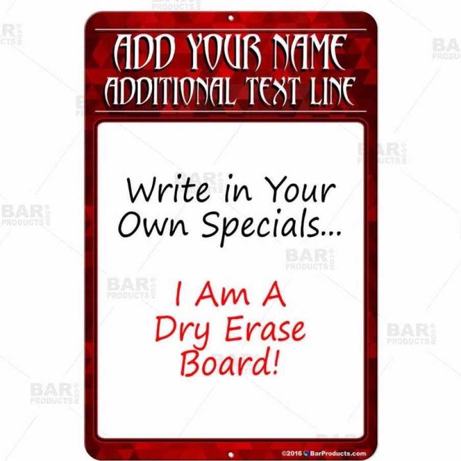 * Buy Barman Dry Erase Specials Sign Add Your Name Red Abstract Template | Bar Signs