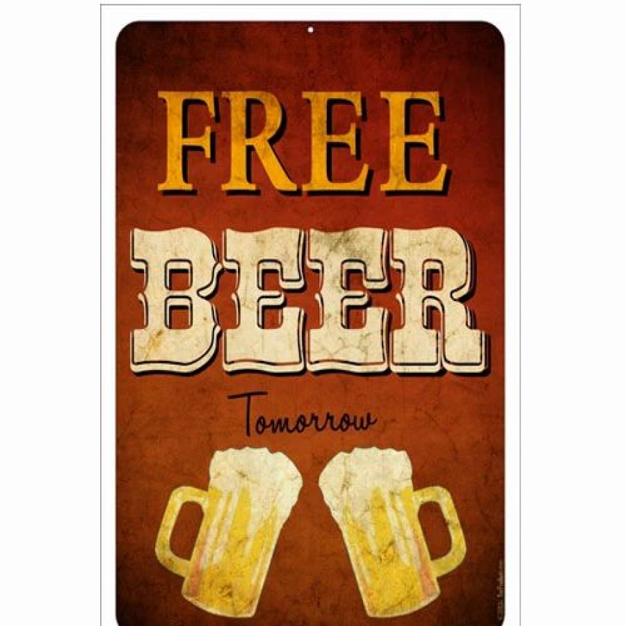 * Outlet Barman "Free Beer…Tomorrow" Kolorcoat Metal Bar Sign | Bar Signs