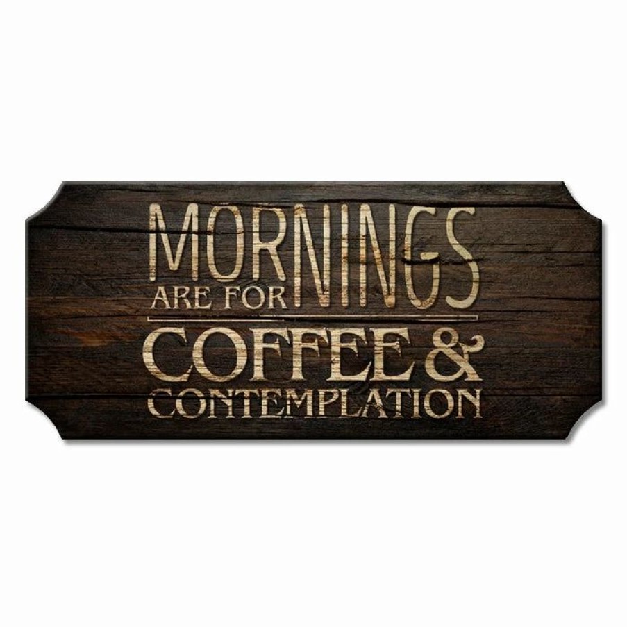 * Brand New Barman Mornings Are For Coffee And Contemplation Wood Plaque Kolorcoat Sign | Bar Signs