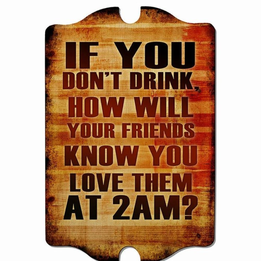 * Budget Barman Tavern Shaped Wood Bar Sign 2 Am | Bar Signs