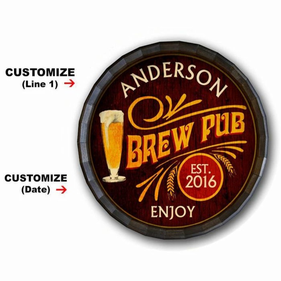 * Best Reviews Of Barman Custom Wood Barrel Top Sign Brew Pub | Bar Signs