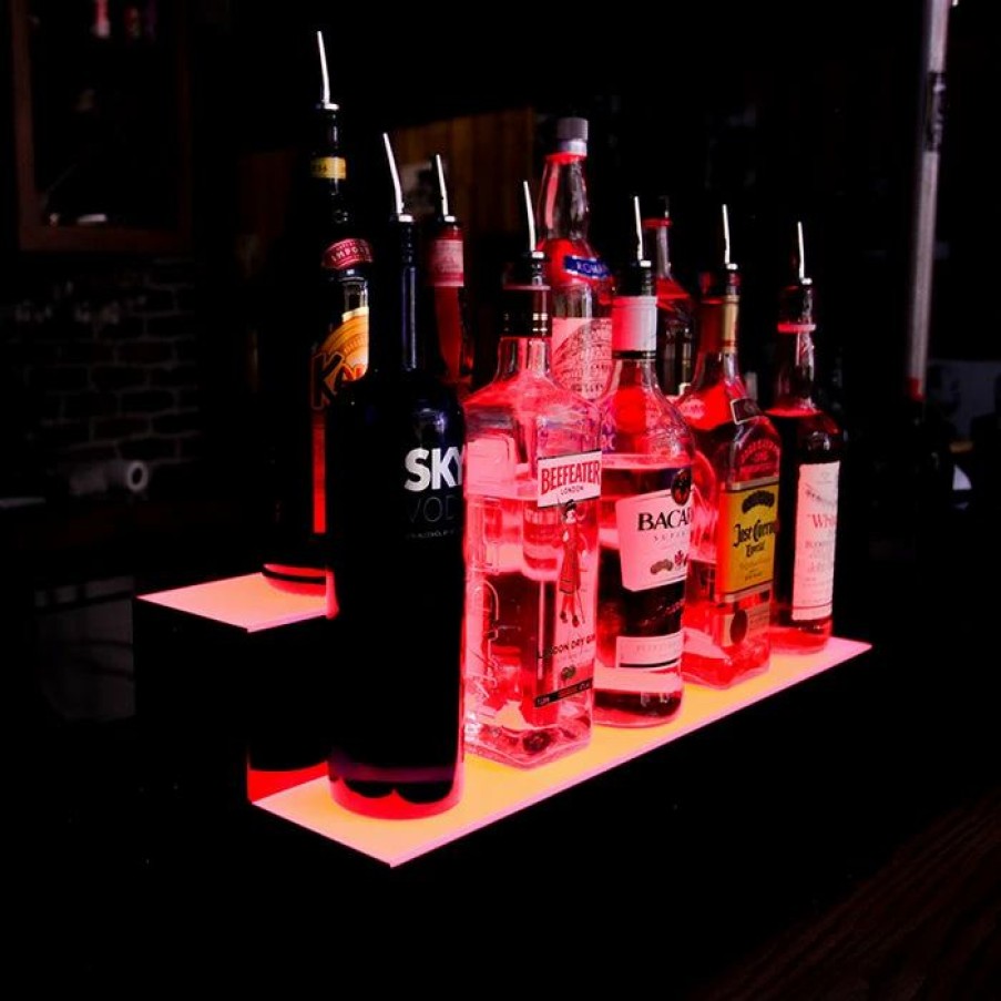 * Cheap Barman Barconic Acrylic Bottle Display Shelf 2 Tier Multi Colored Lights Several Lengths | Liquor Bottle Shelves