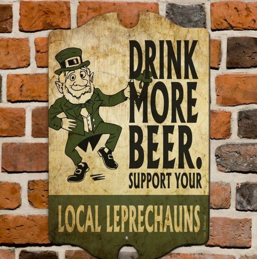 * Top 10 Barman Support Your Local Leprechauns Kolorcoat Wood Bar Sign Tavern Shaped | Bar Signs