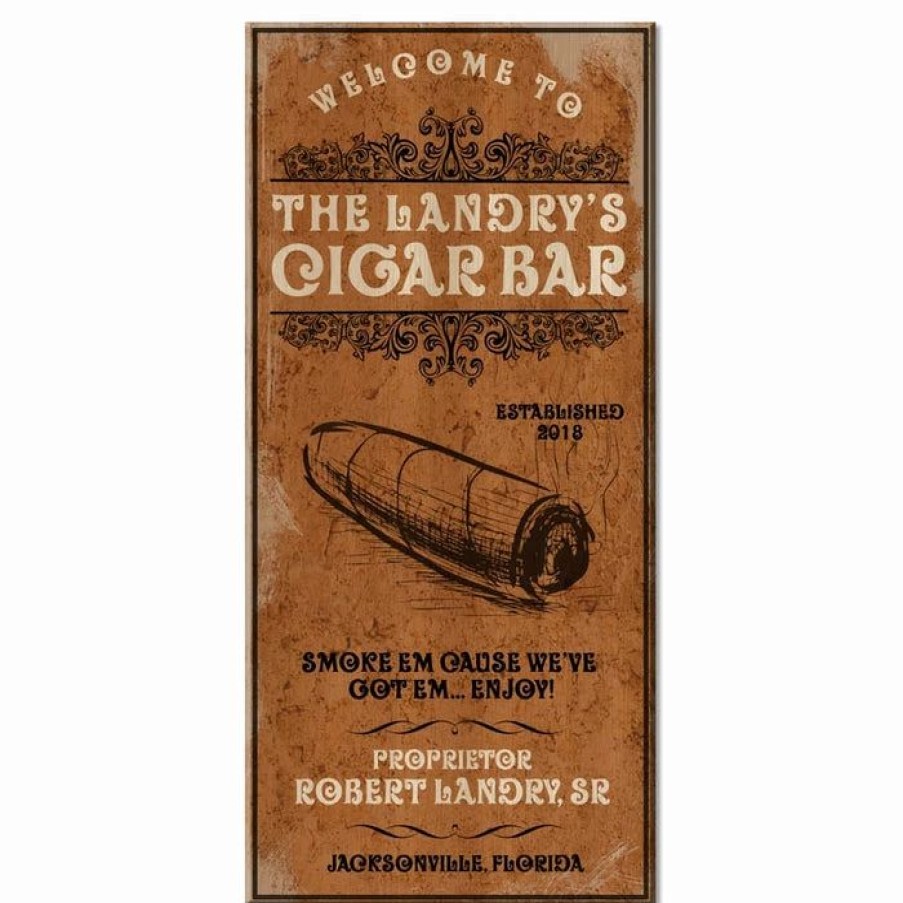 * Flash Sale Barman Customizable Large Vintage Wooden Bar Sign Cigar Bar 11 3/4 X 23 3/4 | Bar Signs