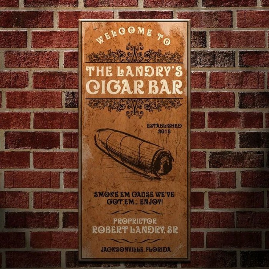 * Flash Sale Barman Customizable Large Vintage Wooden Bar Sign Cigar Bar 11 3/4 X 23 3/4 | Bar Signs