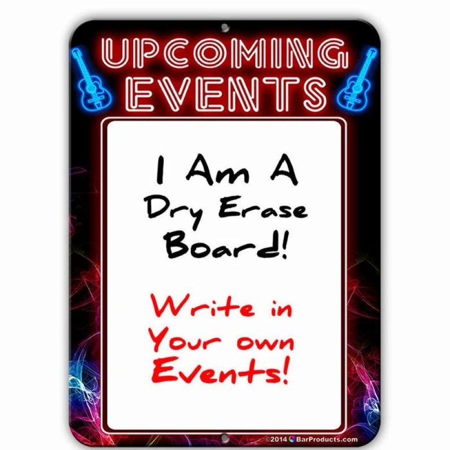 * Budget Barman Upcoming Events Dry Erase Metal Bar Signs Neon Themed | Bar Signs