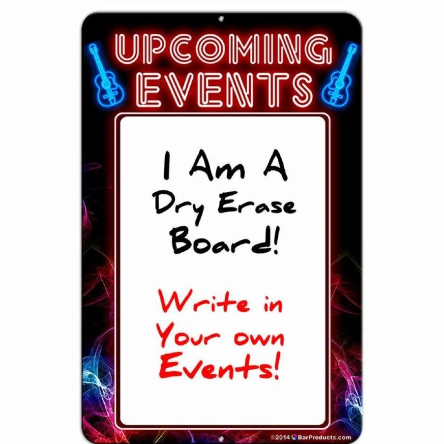 * Budget Barman Upcoming Events Dry Erase Metal Bar Signs Neon Themed | Bar Signs