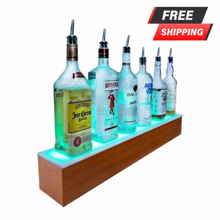 * Best Reviews Of Barman Barconic Led Liquor Bottle Display Shelf 1 Step Wild Cherry Several Lengths | Liquor Bottle Shelves