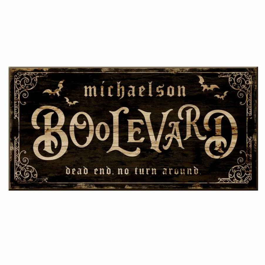 * Wholesale Barman Customizable Large Vintage Wooden Halloween Sign Boolevard 11 3/4 X 23 3/4 | Bar Signs