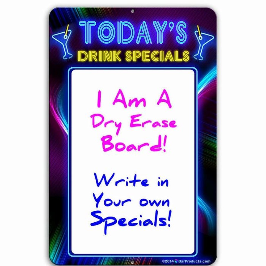 * Cheapest Barman Today'S Drink Specials Dry Erase Metal Bar Signs Neon Themed | Bar Signs