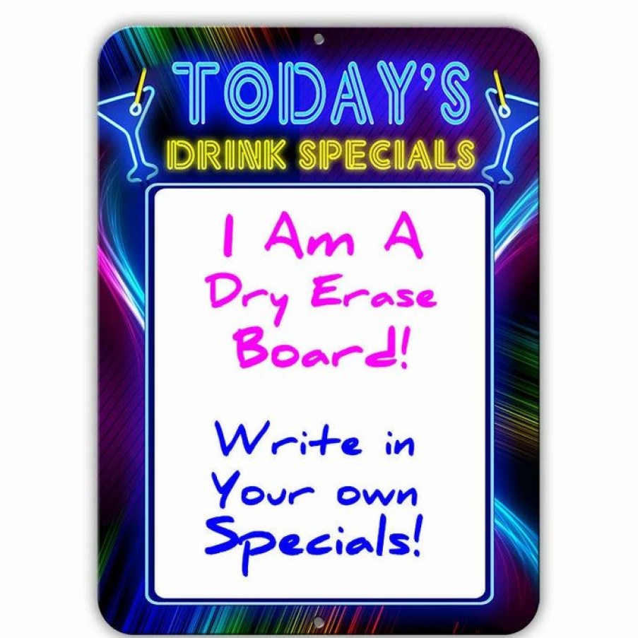 * Cheapest Barman Today'S Drink Specials Dry Erase Metal Bar Signs Neon Themed | Bar Signs