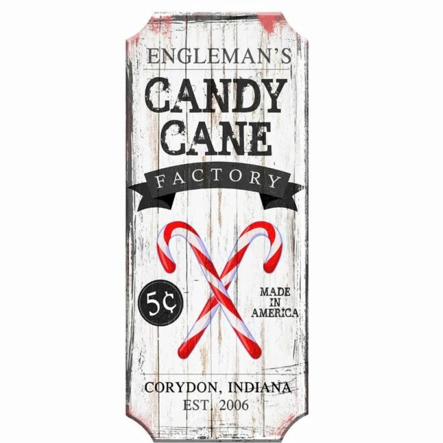 * New Barman Customizable Wood Christmas Sign Candy Cane Factory | Bar Signs