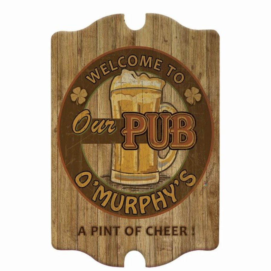 * New Barman Custom Tavern Shaped Wood Bar Sign Our Pub | Bar Signs