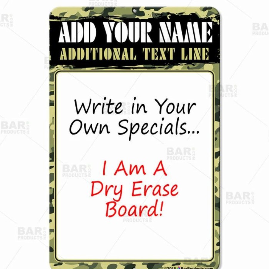 * Deals Barman Dry Erase Specials Sign Add Your Name Camouflage Pattern Template | Bar Signs