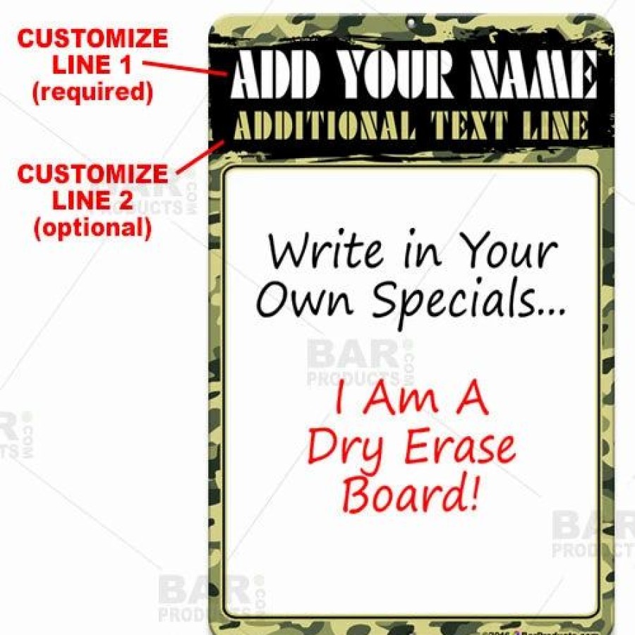 * Deals Barman Dry Erase Specials Sign Add Your Name Camouflage Pattern Template | Bar Signs