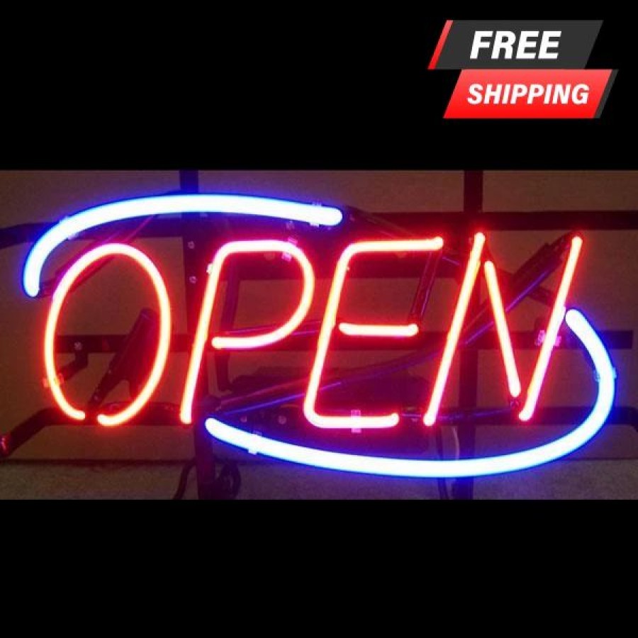 * Deals Barman Open Blue Border Neon Sign | Bar Signs