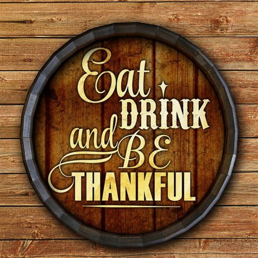 * Best Deal Barman Eat Drink And Be Thankful Barrel Top Tavern Sign | Bar Signs