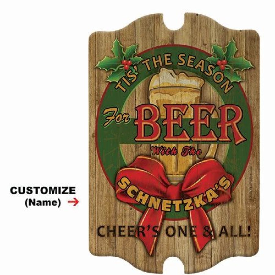 * Coupon Barman Custom Tavern Shaped Wood Bar Sign 'Tis The Season | Bar Signs