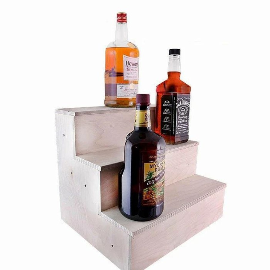 * Flash Sale Barman 1.75 Liter Bottle Wooden Liquor Shelves Handcrafted In The Usa 3 Tier Natural | Liquor Bottle Shelves