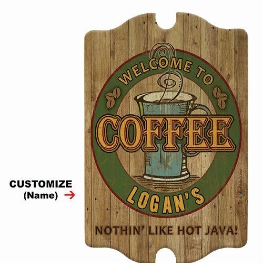 * Discount Barman Custom Tavern Shaped Wood Bar Sign Coffee | Bar Signs