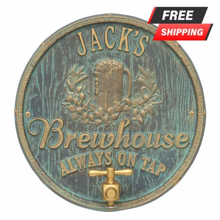 * Best Reviews Of Barman Customizable Cast Aluminum Plaque (And Bottle Opener) Oak Barrel Beer Pub Design | Bar Signs