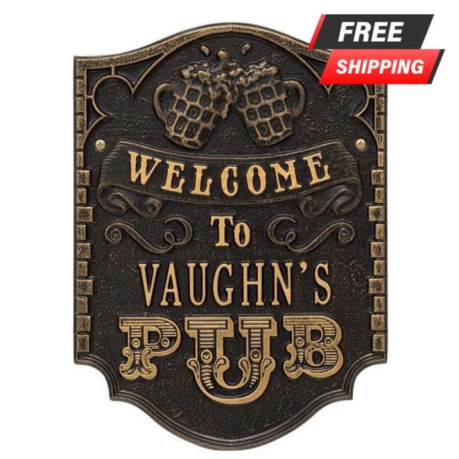 * Deals Barman Customizable Cast Aluminum Plaque Pub "Welcome" Design | Bar Signs