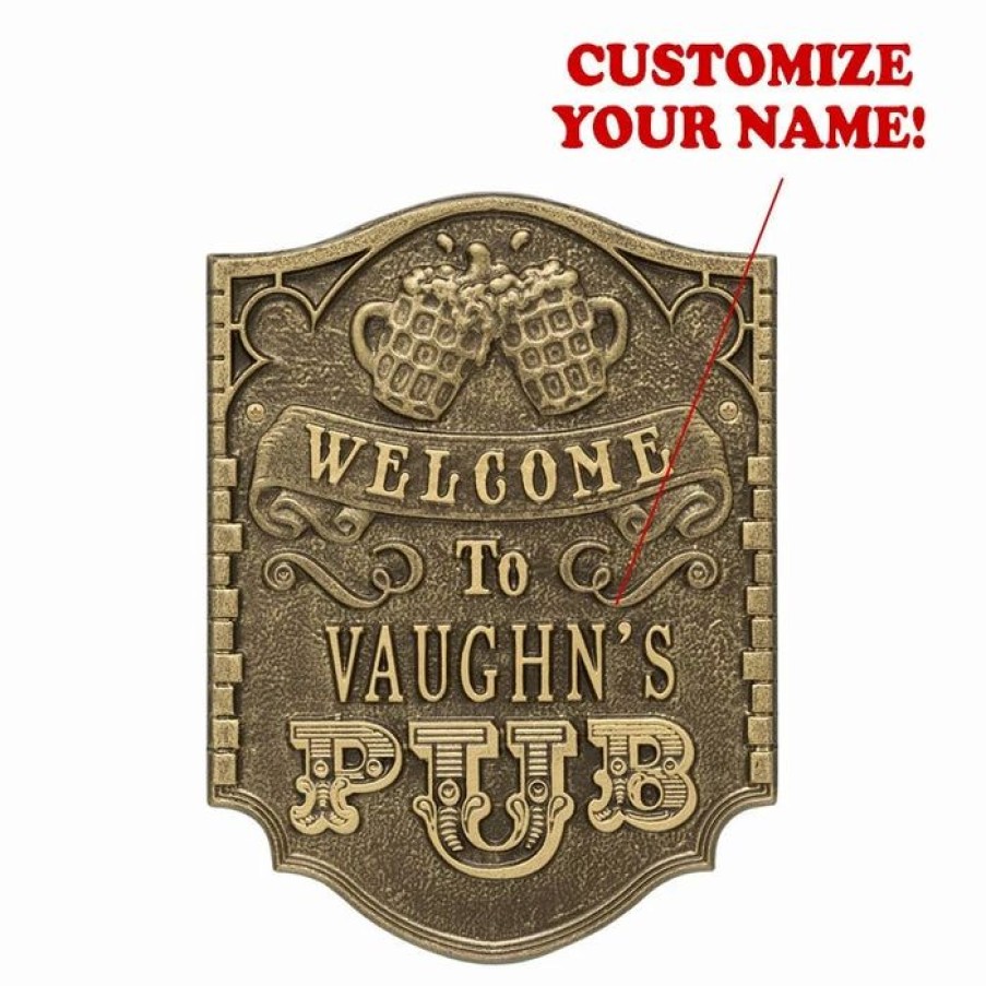 * Deals Barman Customizable Cast Aluminum Plaque Pub "Welcome" Design | Bar Signs